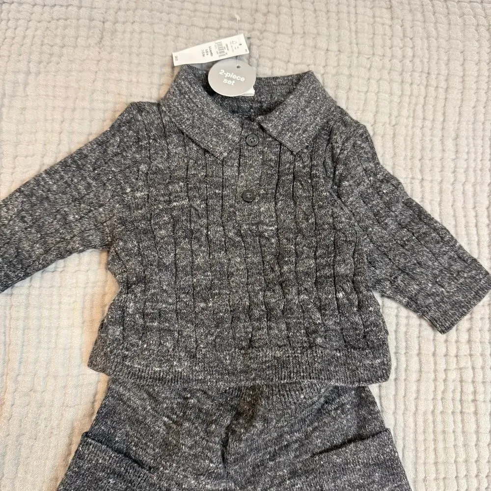 NWT Baby Gap Cable Knit Polo Sweater Outfit Boy 0-3 Months Collar Pants Henley